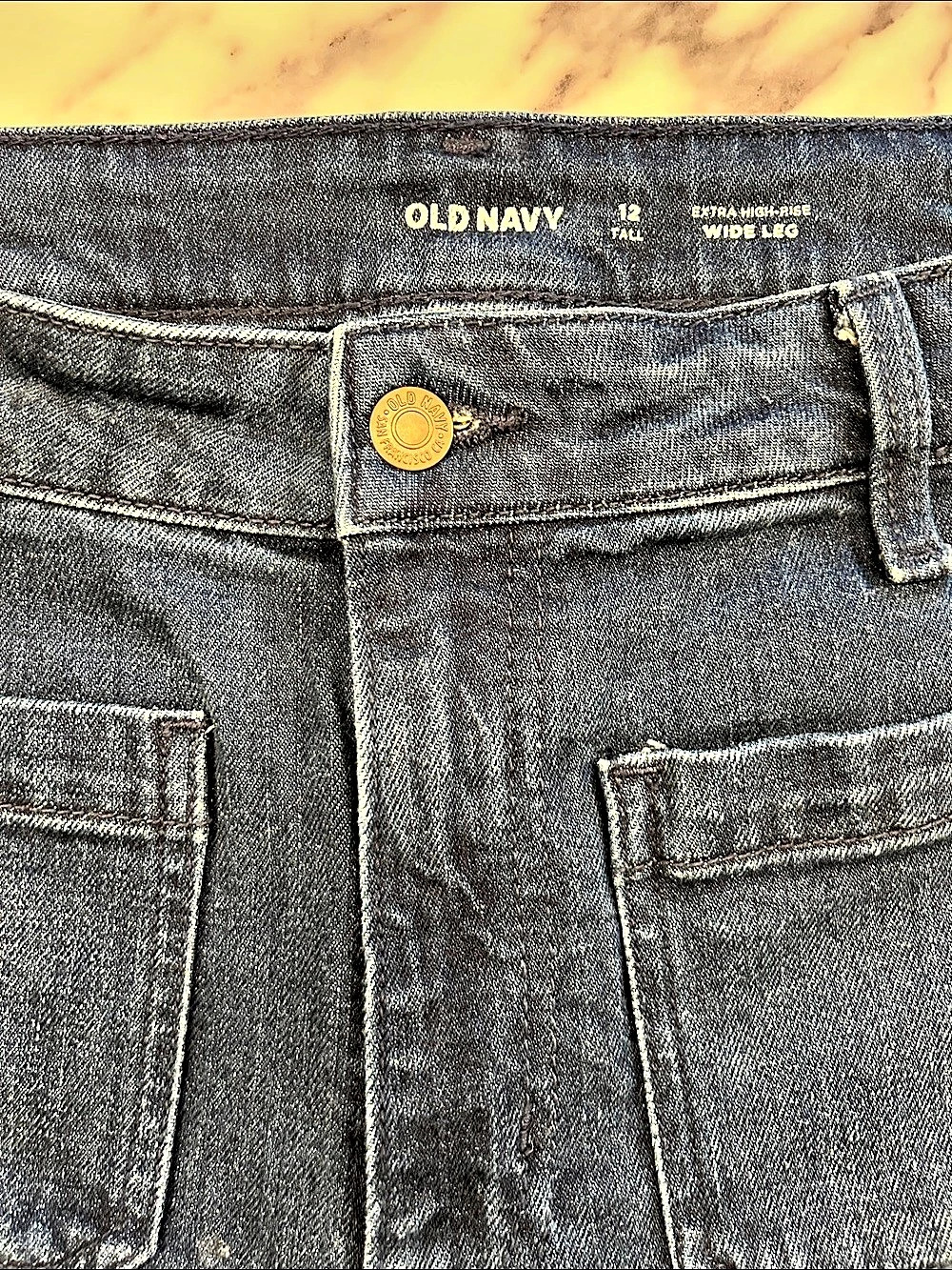 Old Navy Extra High-Rise Wide-Leg Jean Blue Size 12 Tall - Picture 3 of 3